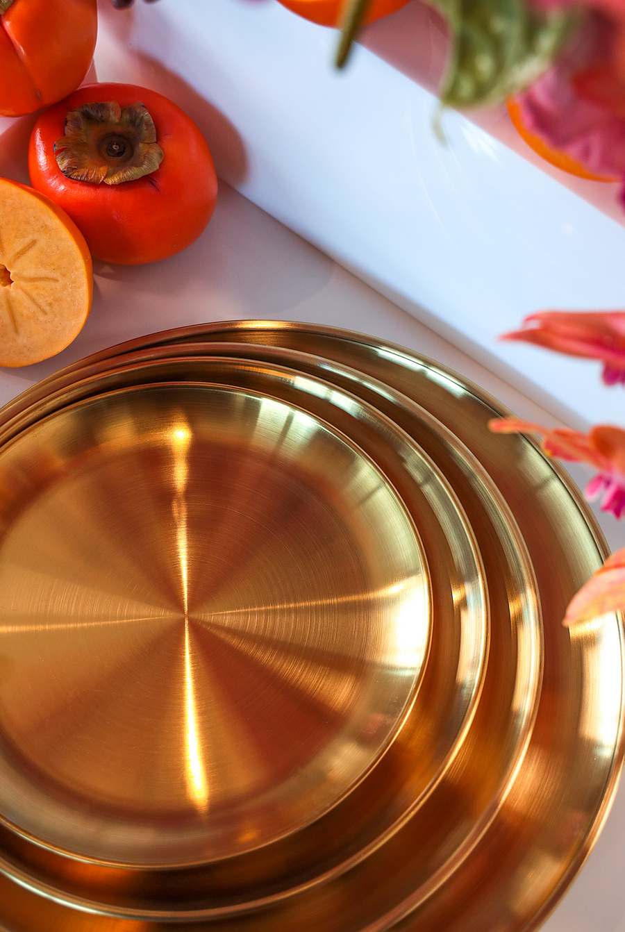 STAINLESS BRASS GOLD SERVING SET